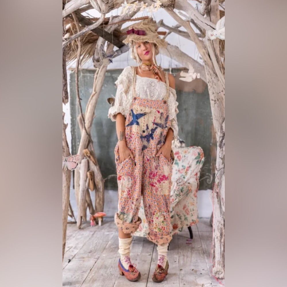 NWT Magnolia Pearl Appliqué Love Overalls